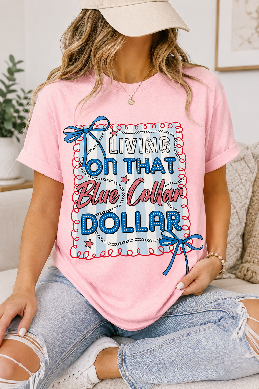 Living on That Blue Collar Dollar Graphic Tee